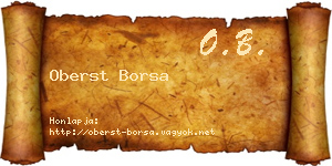 Oberst Borsa névjegykártya